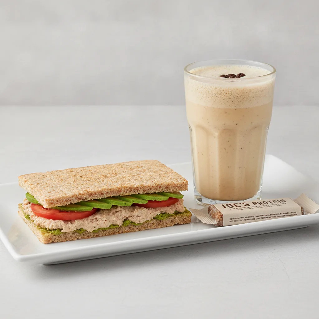 The Ultimate JOE Trio — Tunacado Sandwich, Coffee Shake, JOE's Protein Bar The Ultimate JOE Trio — Tunacado Sandwich, Coffee Shake, JOE's Protein Bar