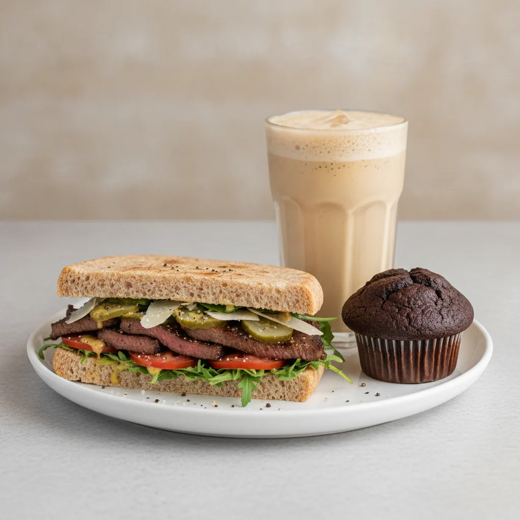 The Ultimate JOE Trio — The Steak, Coffee Shake, Chocolate Muffin The Ultimate JOE Trio — The Steak, Coffee Shake, Chocolate Muffin