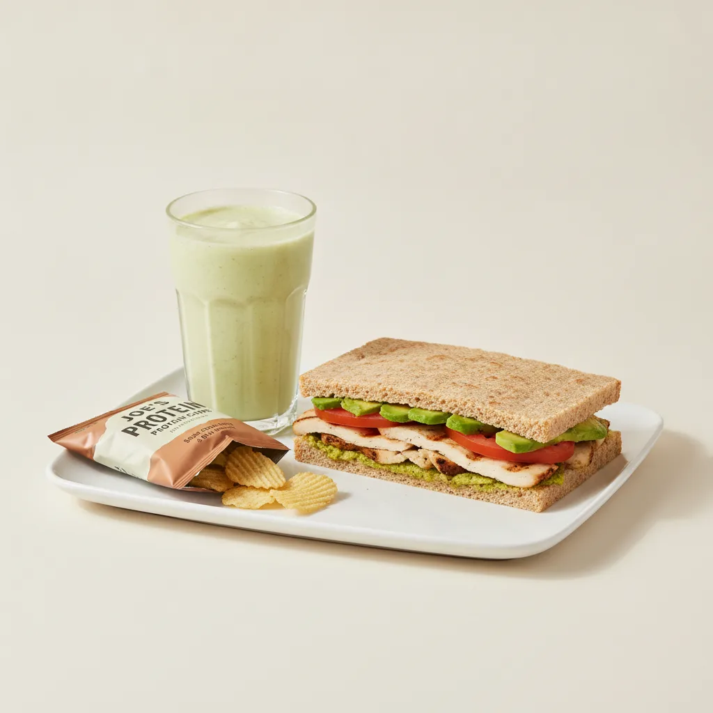 The Ultimate JOE Trio — JOE's Club Sandwich, Avo Shake, JOE's Protein Chips The Ultimate JOE Trio — JOE's Club Sandwich, Avo Shake, JOE's Protein Chips