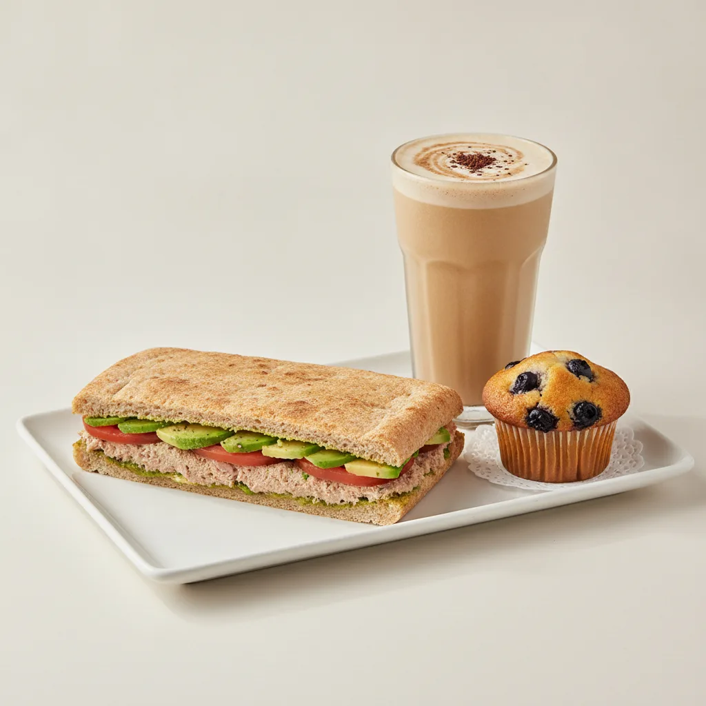 The Ultimate JOE Trio — Tunacado Sandwich, Coffee Shake, Blueberry Muffin The Ultimate JOE Trio — Tunacado Sandwich, Coffee Shake, Blueberry Muffin