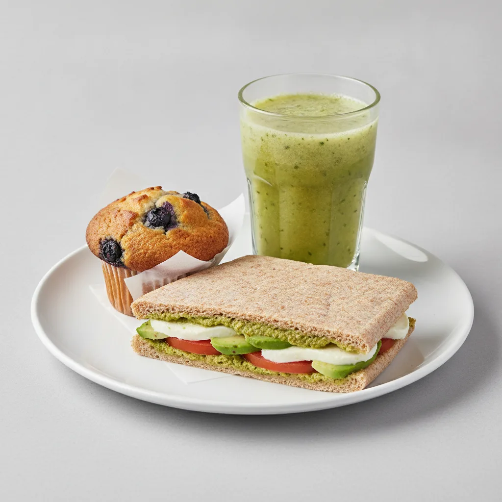 The Ultimate JOE Trio — Avocado Sandwich, Green Sport, Blueberry Muffin The Ultimate JOE Trio — Avocado Sandwich, Green Sport, Blueberry Muffin