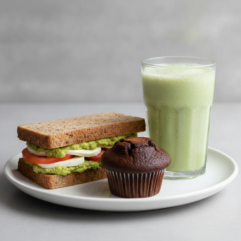 The Ultimate JOE Trio — Avocado Sandwich, Green Sport, Chocolate Muffin The Ultimate JOE Trio — Avocado Sandwich, Green Sport, Chocolate Muffin