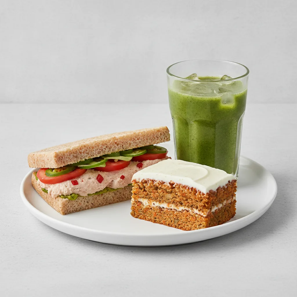 The Ultimate JOE Trio — Spicy Tuna Sandwich, Green Tonic, Carrot Cake The Ultimate JOE Trio — Spicy Tuna Sandwich, Green Tonic, Carrot Cake