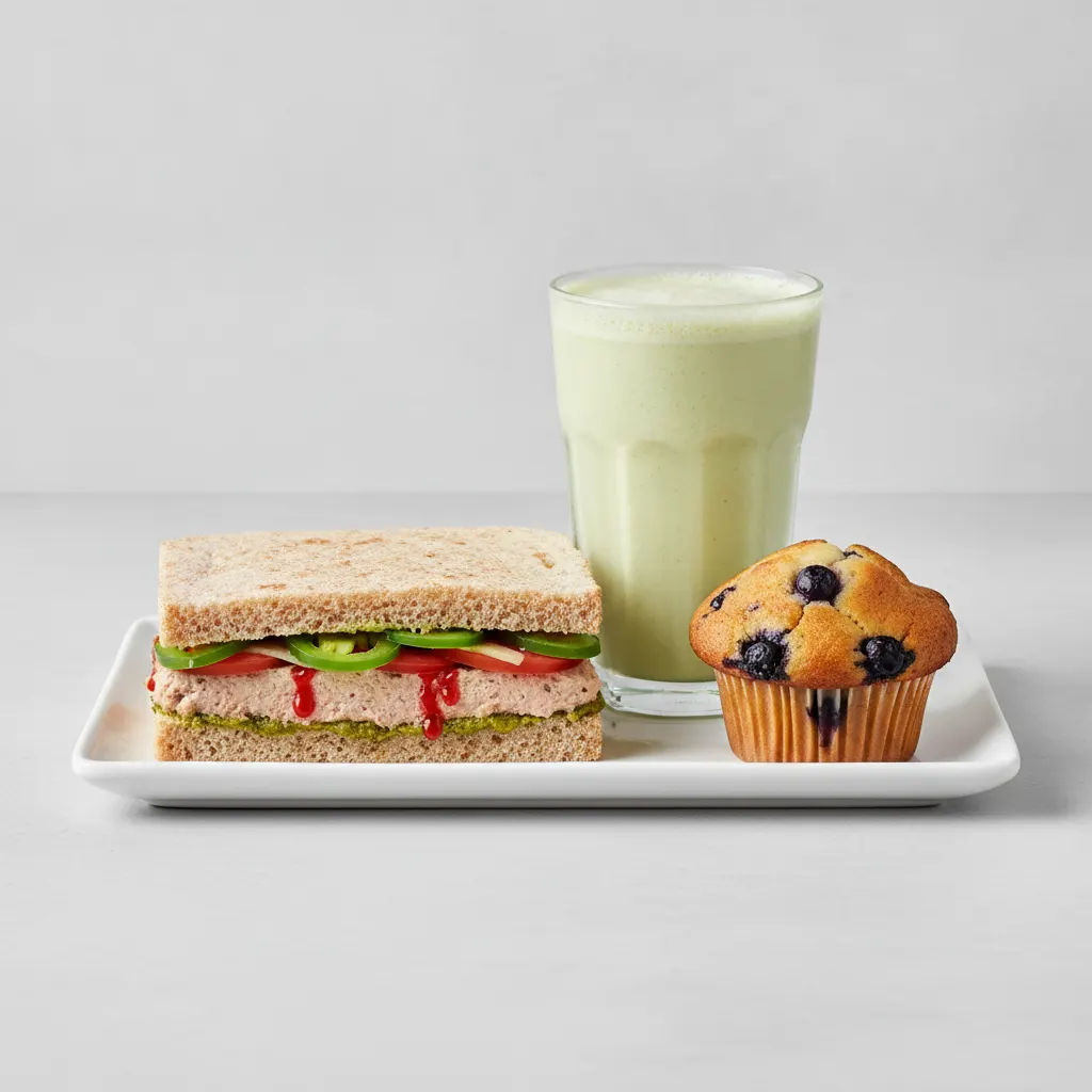 The Ultimate JOE Trio — Spicy Tuna Sandwich, Avo Shake, Blueberry Muffin The Ultimate JOE Trio — Spicy Tuna Sandwich, Avo Shake, Blueberry Muffin