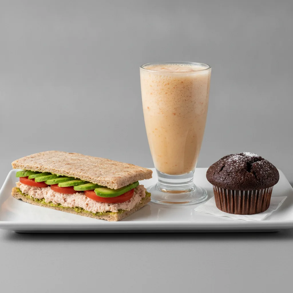 The Ultimate JOE Trio — Tunacado Sandwich, Go Away DOC, Chocolate Muffin