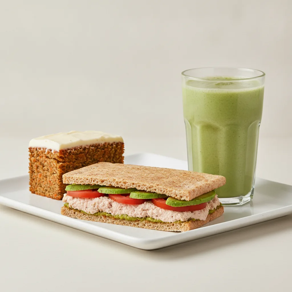 The Ultimate JOE Trio — Tunacado Sandwich, Green Sport, Carrot Cake