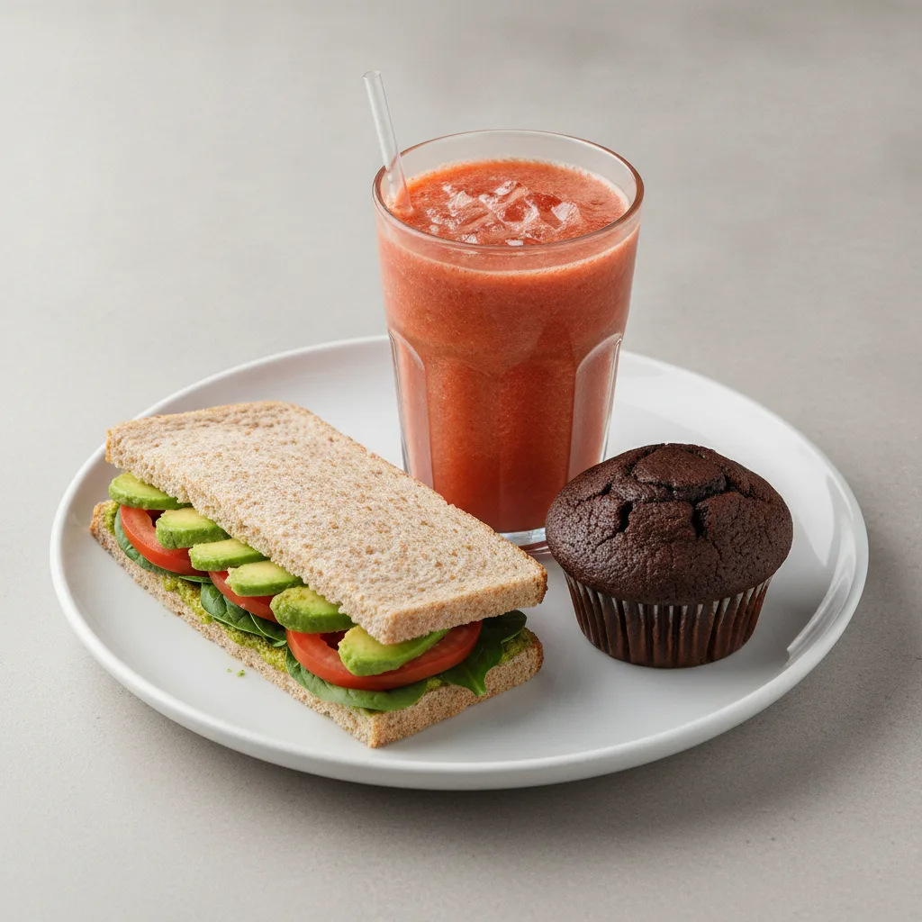 The Ultimate JOE Trio — DF Avocado Sandwich, Iron Man, Chocolate Muffin The Ultimate JOE Trio — DF Avocado Sandwich, Iron Man, Chocolate Muffin