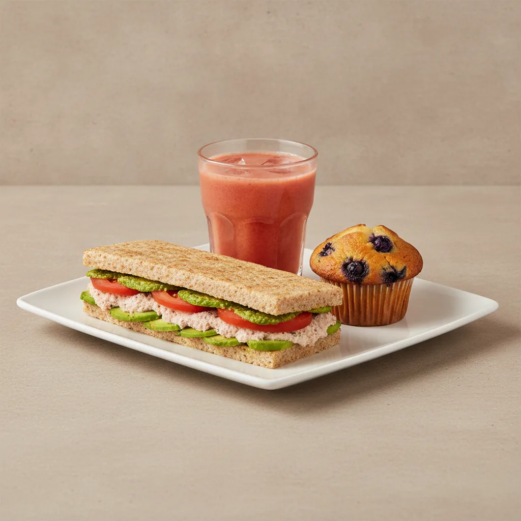 The Ultimate JOE Trio — Tunacado Sandwich, Stress Down, Blueberry Muffin