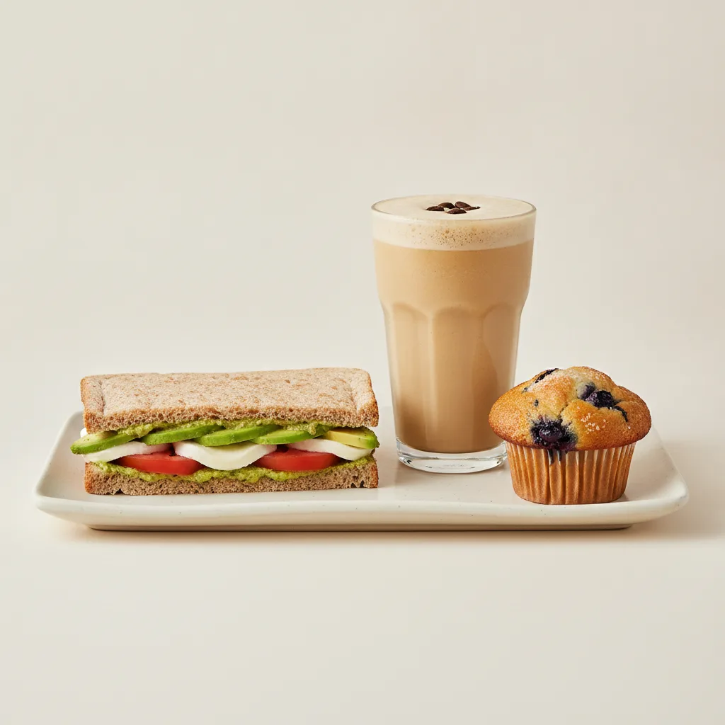 The Ultimate JOE Trio — Avocado Sandwich, Coffee Shake, Blueberry Muffin The Ultimate JOE Trio — Avocado Sandwich, Coffee Shake, Blueberry Muffin