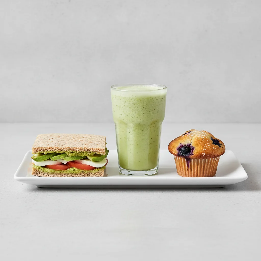The Ultimate JOE Trio — Avocado Sandwich, Prince of Green, Blueberry Muffin The Ultimate JOE Trio — Avocado Sandwich, Prince of Green, Blueberry Muffin