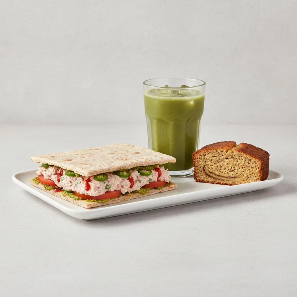 The Ultimate JOE Trio — Spicy Tuna Sandwich, Green Tonic, Banana Bread