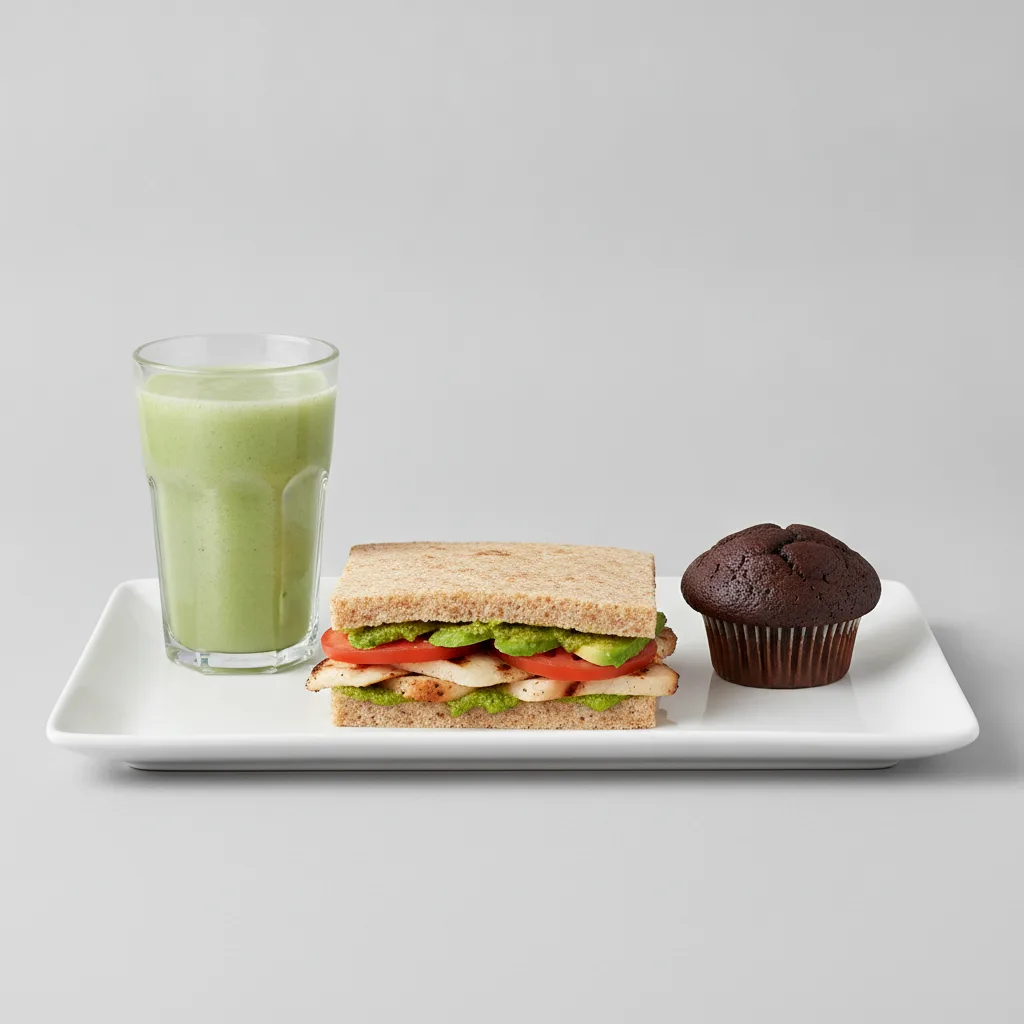 The Ultimate JOE Trio — JOE's Club Sandwich, Green Sport, Chocolate Muffin