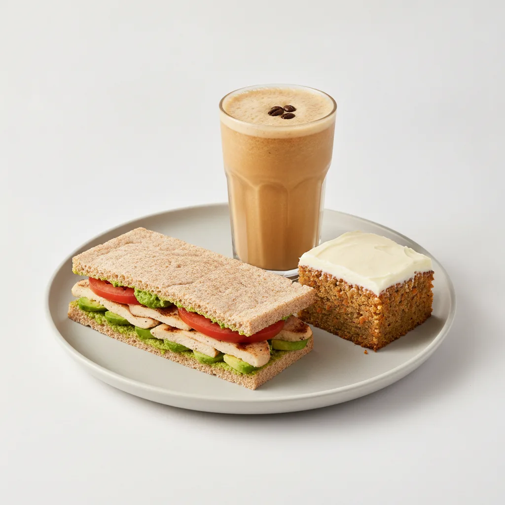 The Ultimate JOE Trio — JOE's Club Sandwich, Coffee Shake, Carrot Cake
