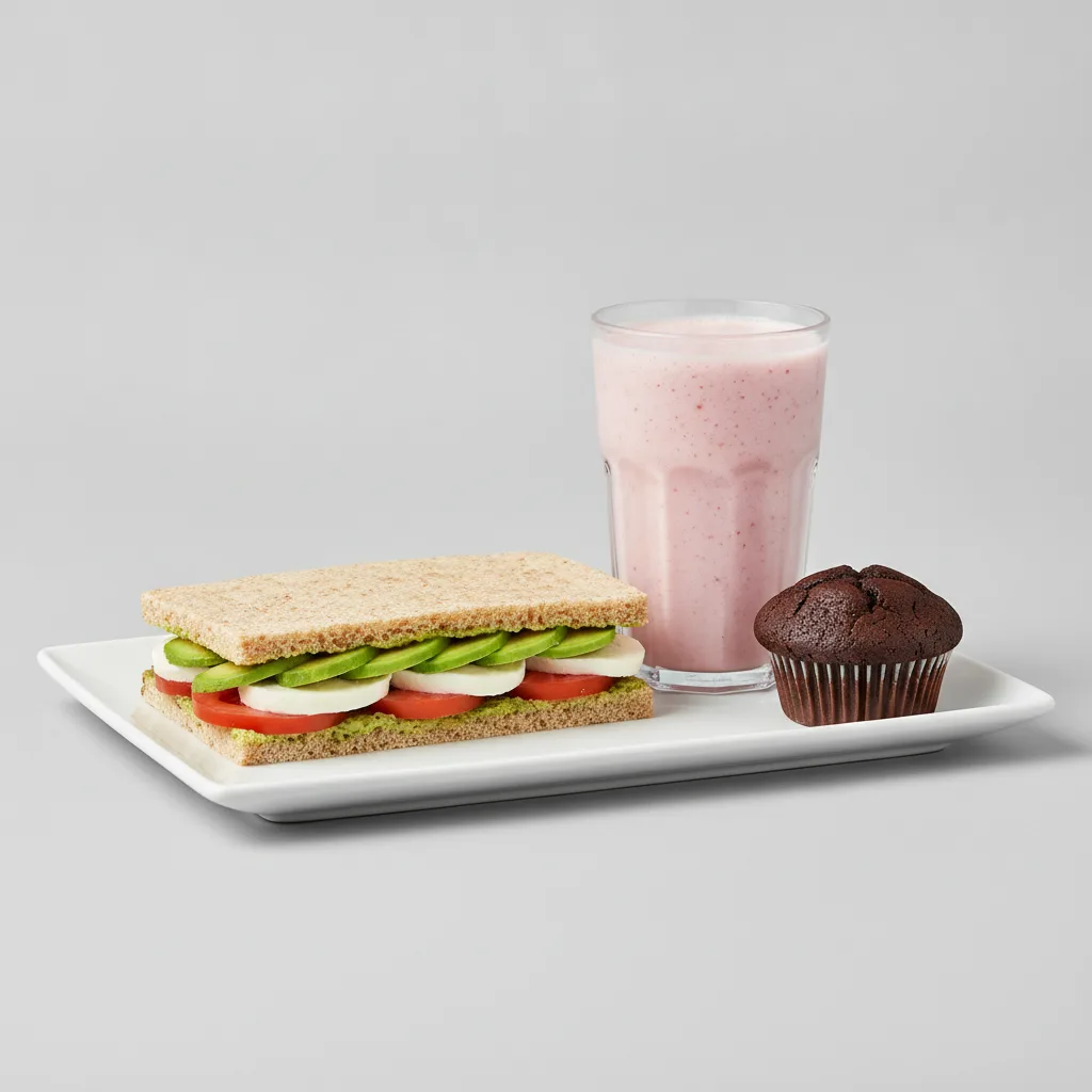 The Ultimate JOE Trio — Avocado Sandwich, Power Shake, Chocolate Muffin