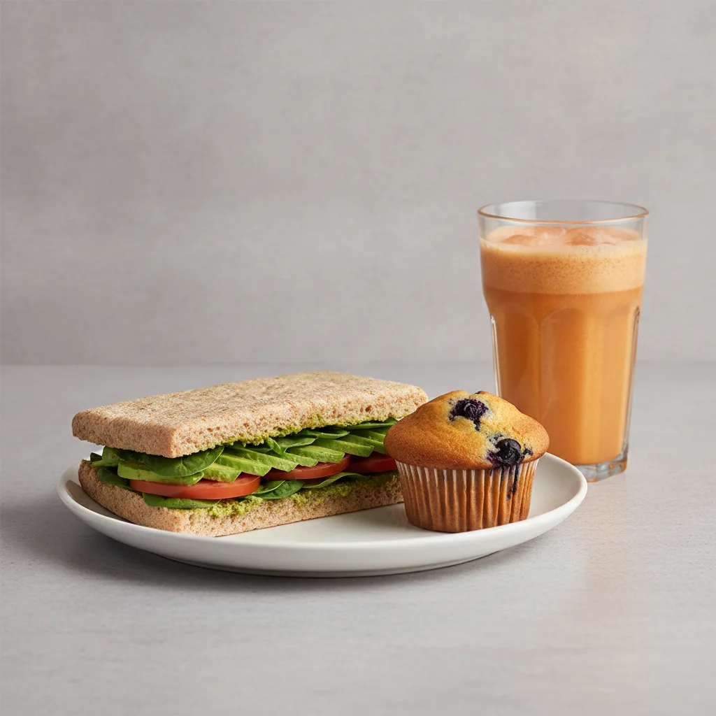 The Ultimate JOE Trio — DF Avocado Sandwich, Go Away DOC, Blueberry Muffin