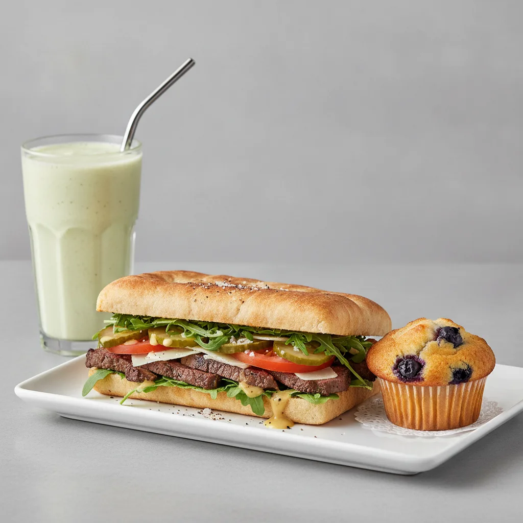 The Ultimate JOE Trio — The Steak, Avo Shake, Blueberry Muffin