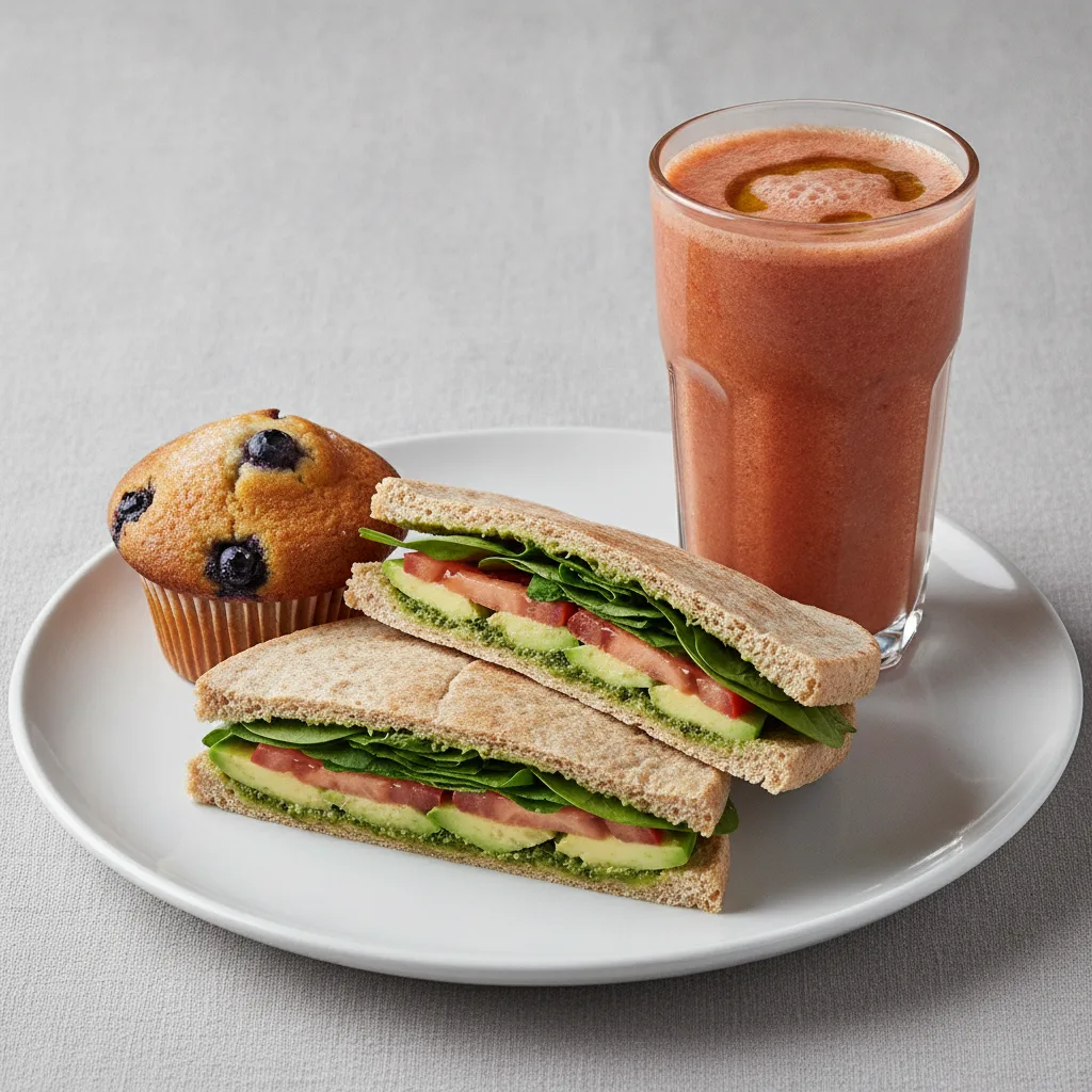 The Ultimate JOE Trio — DF Avocado Sandwich, Iron Man, Blueberry Muffin