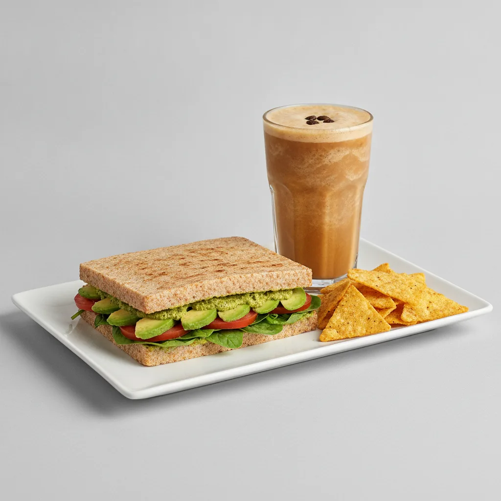 The Ultimate JOE Trio — DF Avocado Sandwich, Coffee Shake, Protein Chips
