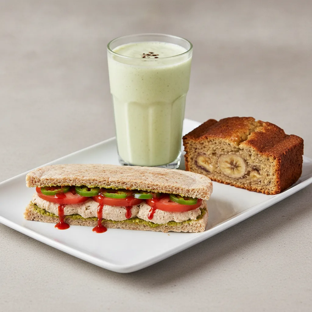 The Ultimate JOE Trio — Spicy Tuna Sandwich, Avo Shake, Banana Bread