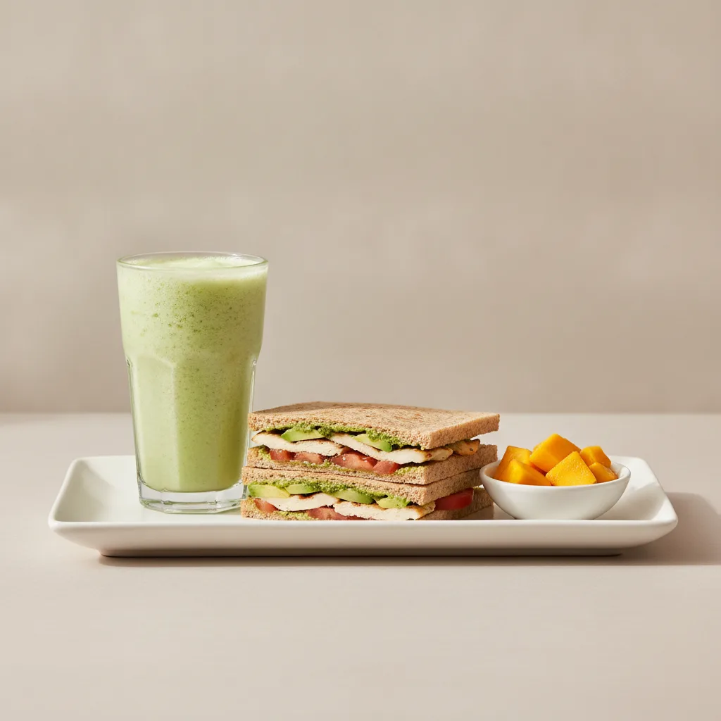 The Ultimate JOE Trio — JOE's Club Sandwich, Green Tonic, Tangy Mango Bites