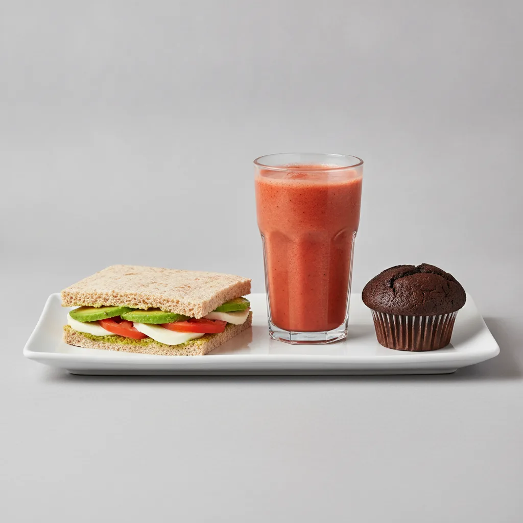 The Ultimate JOE Trio — Avocado Sandwich, Iron Man, Chocolate Muffin