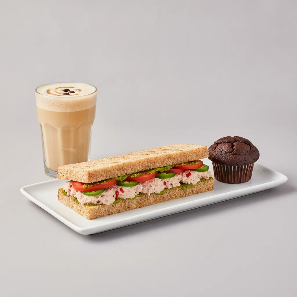 The Ultimate JOE Trio — Spicy Tuna Sandwich, Coffee Shake, Chocolate Muffin The Ultimate JOE Trio — Spicy Tuna Sandwich, Coffee Shake, Chocolate Muffin