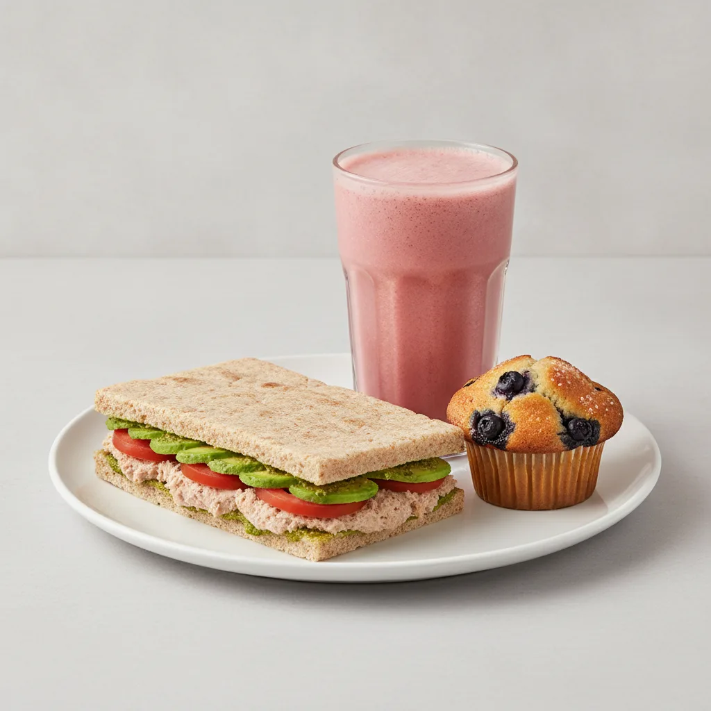 The Ultimate JOE Trio — Tunacado Sandwich, Power Shake, Blueberry Muffin The Ultimate JOE Trio — Tunacado Sandwich, Power Shake, Blueberry Muffin