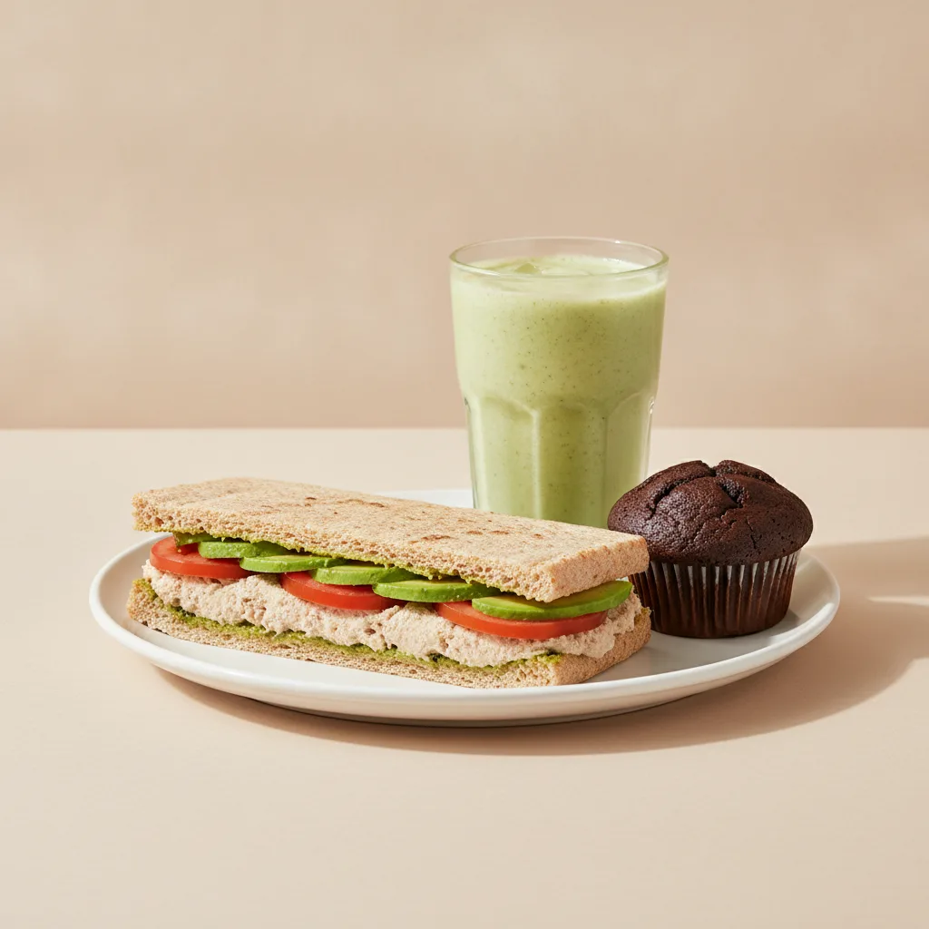 The Ultimate JOE Trio — Tunacado Sandwich, Green Sport, Chocolate Muffin The Ultimate JOE Trio — Tunacado Sandwich, Green Sport, Chocolate Muffin