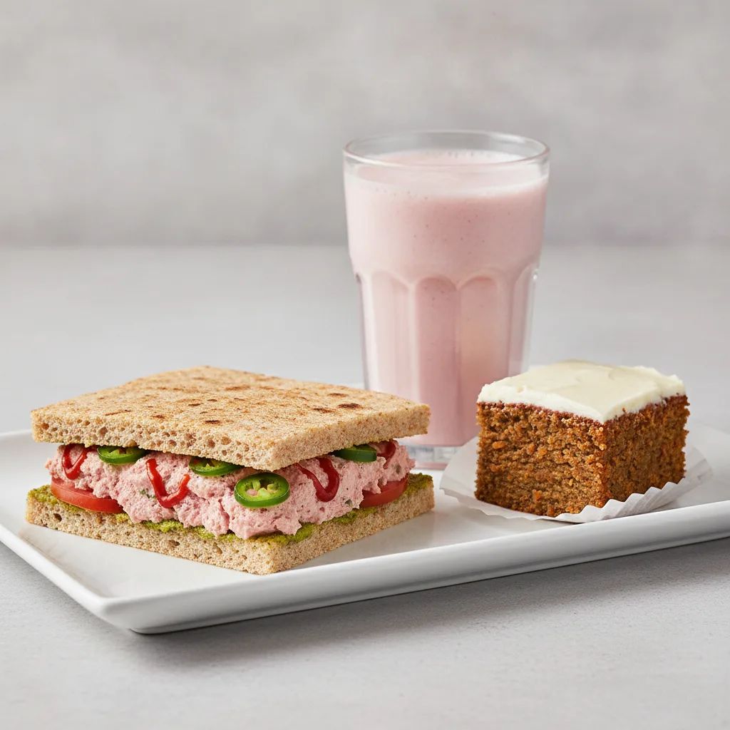 The Ultimate JOE Trio — Spicy Tuna Sandwich, Power Shake, Carrot Cake The Ultimate JOE Trio — Spicy Tuna Sandwich, Power Shake, Carrot Cake