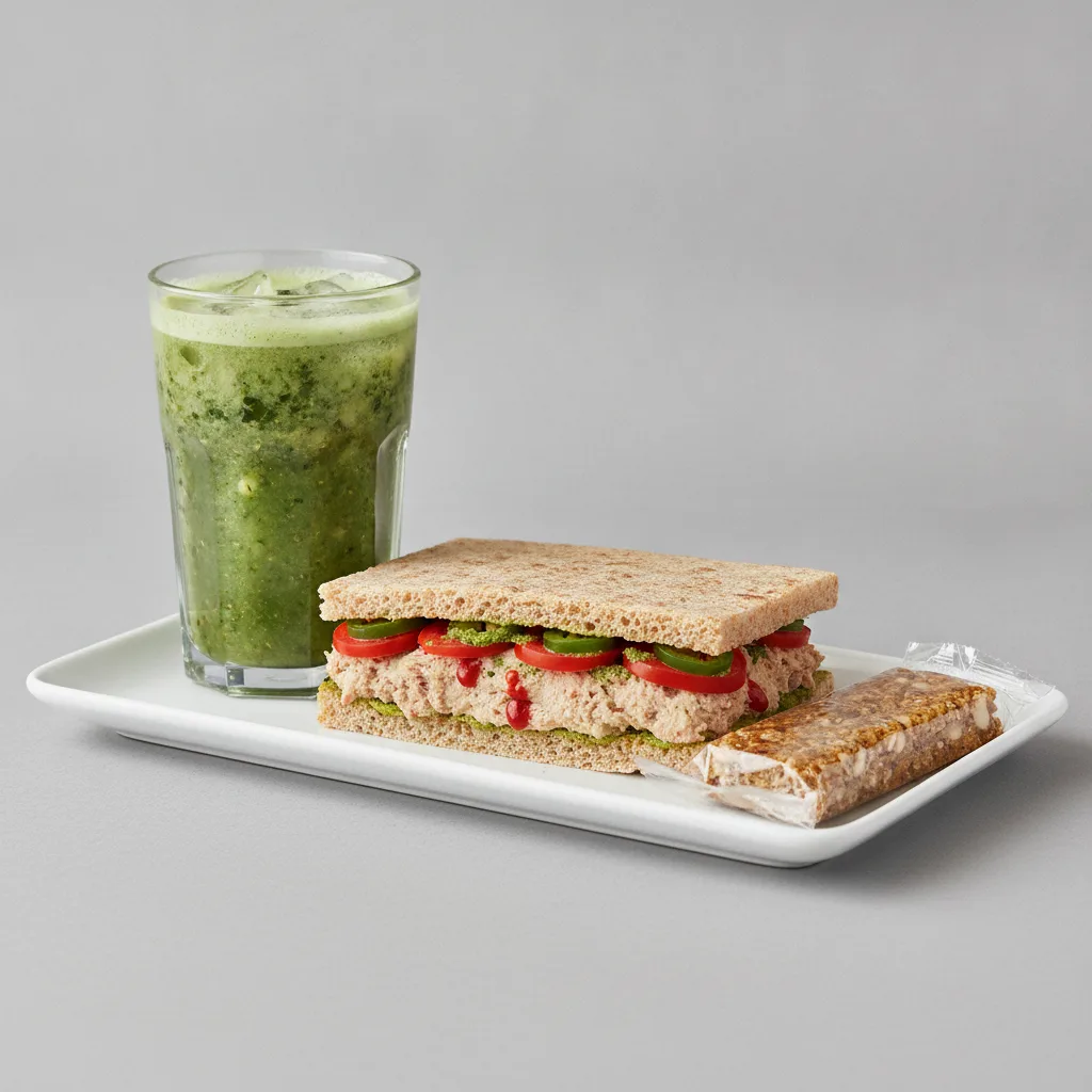 The Ultimate JOE Trio — Spicy Tuna Sandwich, Green Tonic, JOE's Protein Bar The Ultimate JOE Trio — Spicy Tuna Sandwich, Green Tonic, JOE's Protein Bar