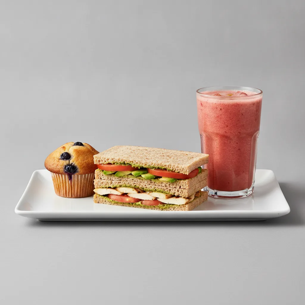 The Ultimate JOE Trio — JOE's Club Sandwich, Stress Down, Blueberry Muffin The Ultimate JOE Trio — JOE's Club Sandwich, Stress Down, Blueberry Muffin