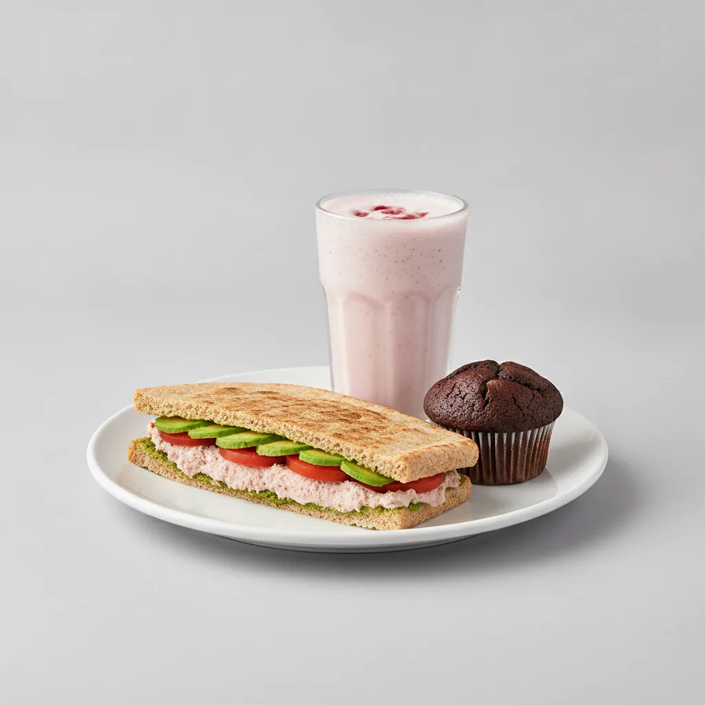 The Ultimate JOE Trio — Tunacado Sandwich, Power Shake, Chocolate Muffin The Ultimate JOE Trio — Tunacado Sandwich, Power Shake, Chocolate Muffin