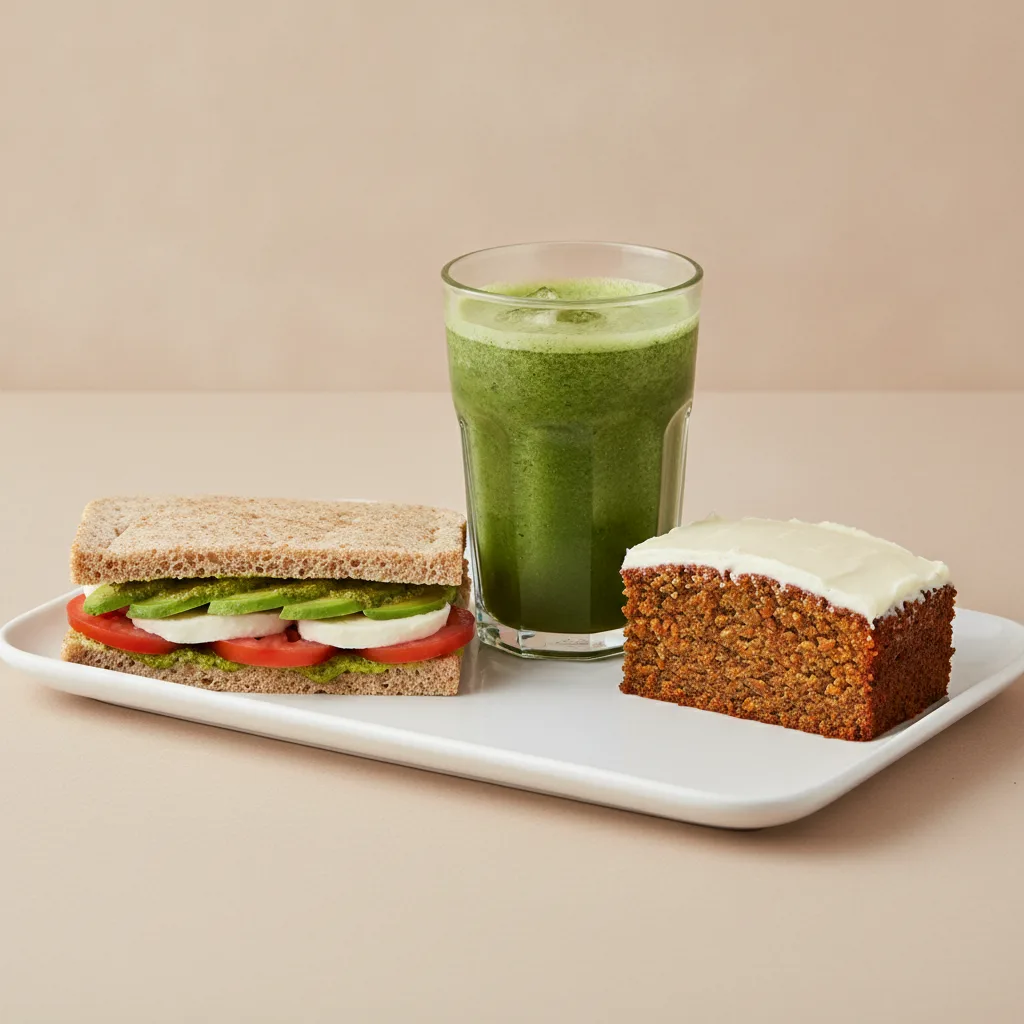 The Ultimate JOE Trio — Avocado Sandwich, Green Tonic, Carrot Cake The Ultimate JOE Trio — Avocado Sandwich, Green Tonic, Carrot Cake