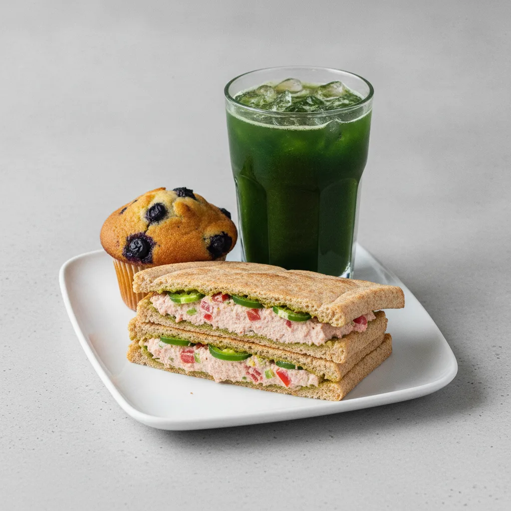 The Ultimate JOE Trio — Spicy Tuna Sandwich, Green Tonic, Blueberry Muffin The Ultimate JOE Trio — Spicy Tuna Sandwich, Green Tonic, Blueberry Muffin