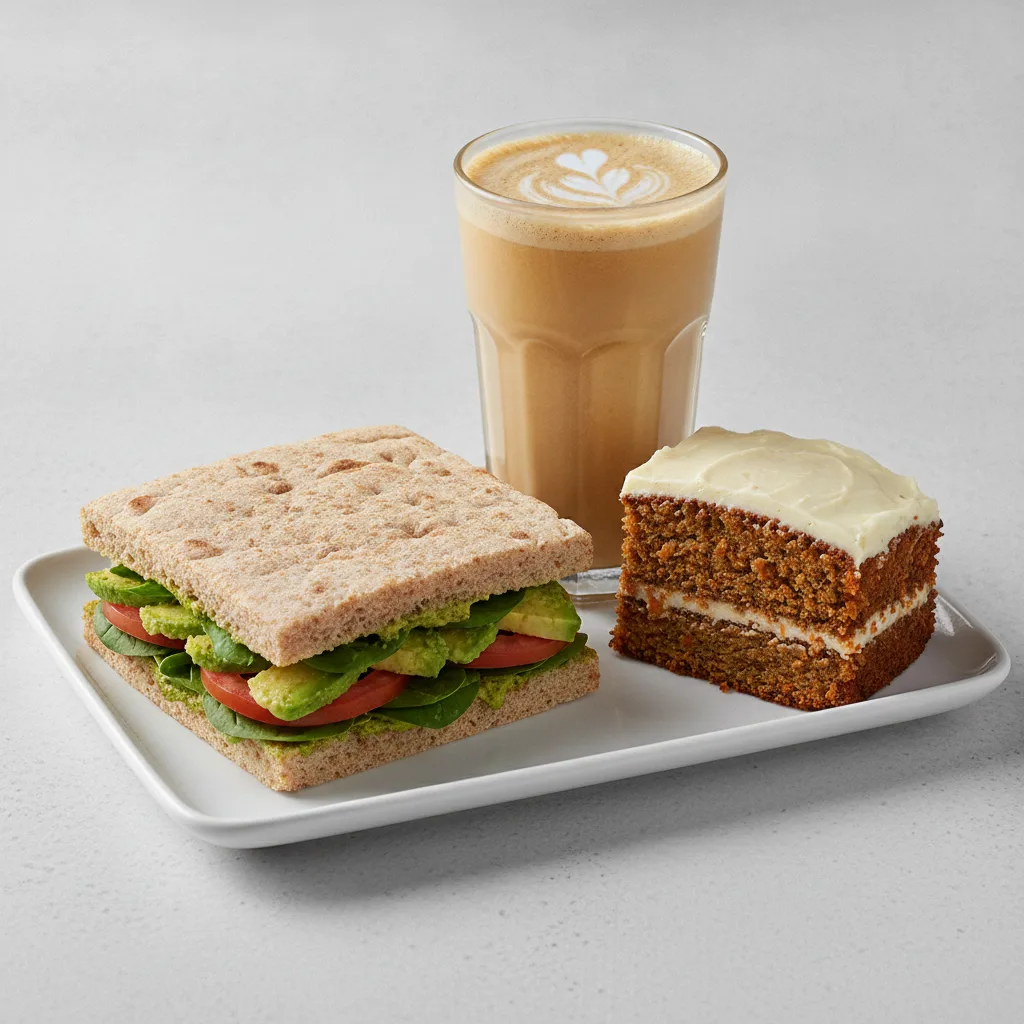 The Ultimate JOE Trio — DF Avocado Sandwich, Coffee Shake, Carrot Cake The Ultimate JOE Trio — DF Avocado Sandwich, Coffee Shake, Carrot Cake