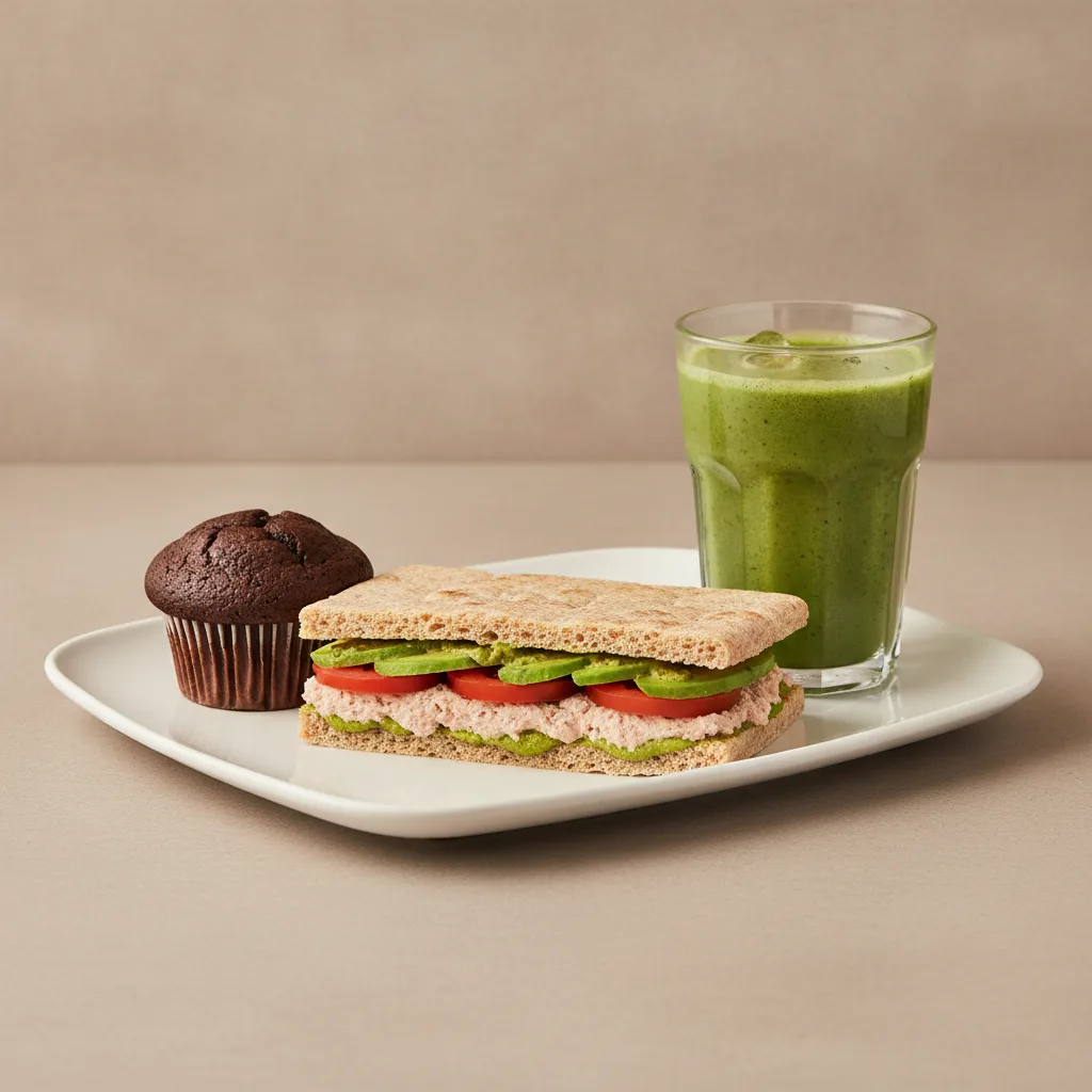 The Ultimate JOE Trio — Tunacado Sandwich, Green Tonic, Chocolate Muffin The Ultimate JOE Trio — Tunacado Sandwich, Green Tonic, Chocolate Muffin