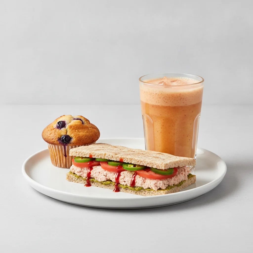 The Ultimate JOE Trio — Spicy Tuna Sandwich, Pick Me Up, Blueberry Muffin The Ultimate JOE Trio — Spicy Tuna Sandwich, Pick Me Up, Blueberry Muffin