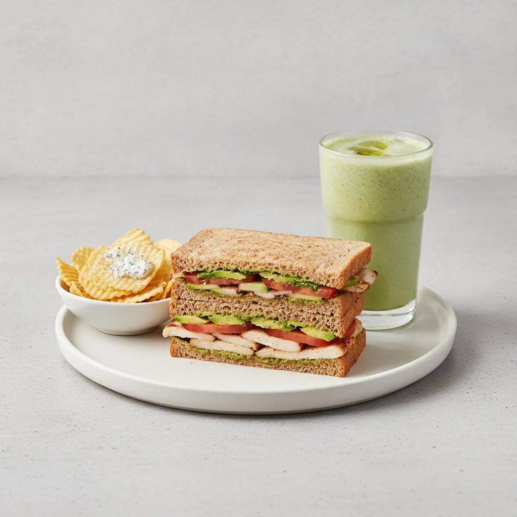 The Ultimate JOE Trio — JOE's Club Sandwich, Green Tonic, JOE's Protein Chips The Ultimate JOE Trio — JOE's Club Sandwich, Green Tonic, JOE's Protein Chips