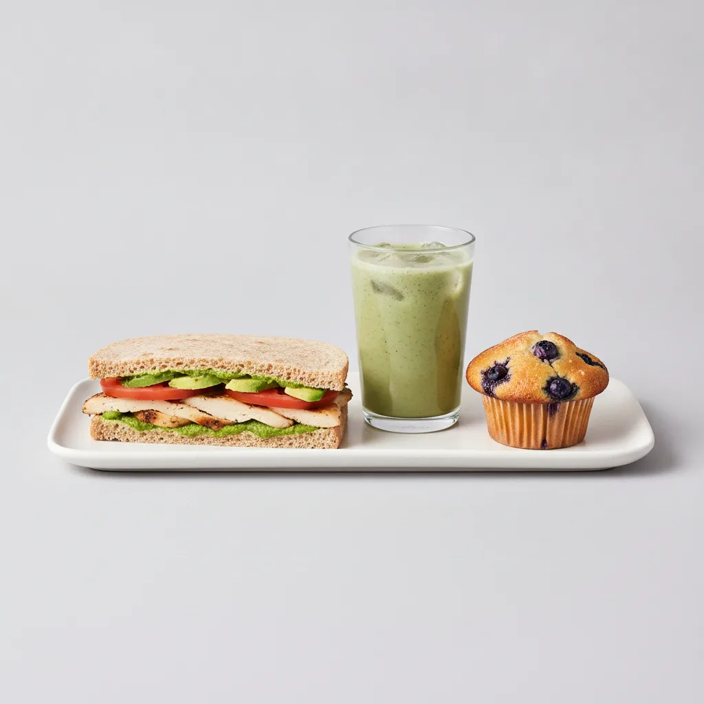 The Ultimate JOE Trio — JOE's Club Sandwich, Green Tonic, Blueberry Muffin The Ultimate JOE Trio — JOE's Club Sandwich, Green Tonic, Blueberry Muffin