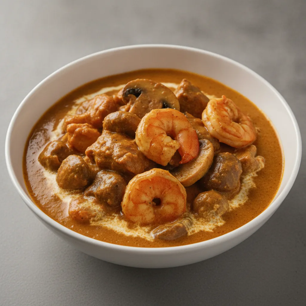 Mixed Mushroom Masala (Chicken, Lamb, and Shrimp)