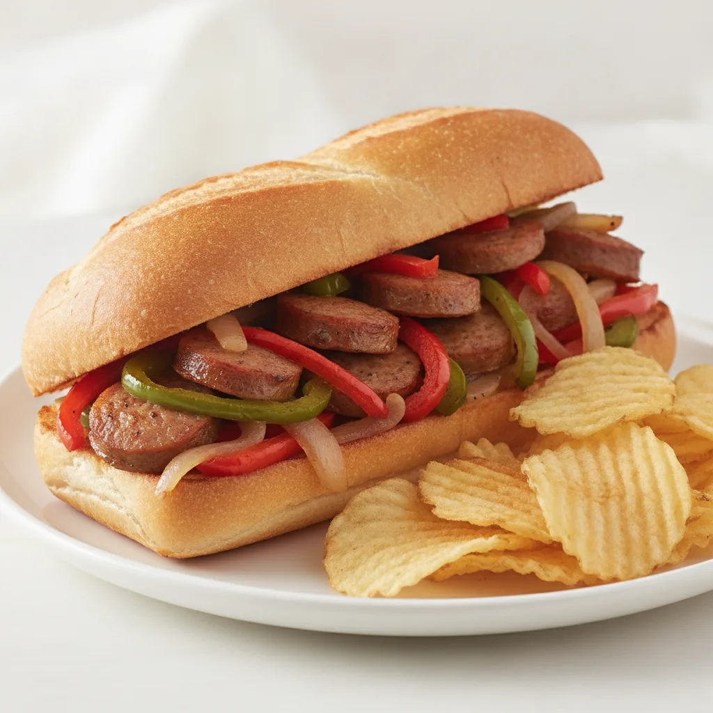 Sausage, Peppers & Onions Sandwich Sausage, Peppers & Onions Sandwich