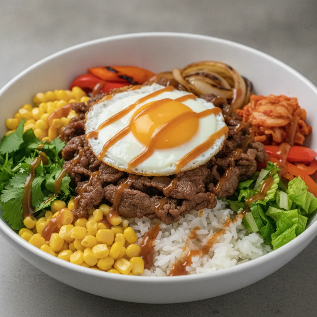 Beef Bulgogi Fiesta Bibimbap Bowl with Sweet Soy Beef Bulgogi Fiesta Bibimbap Bowl with Sweet Soy
