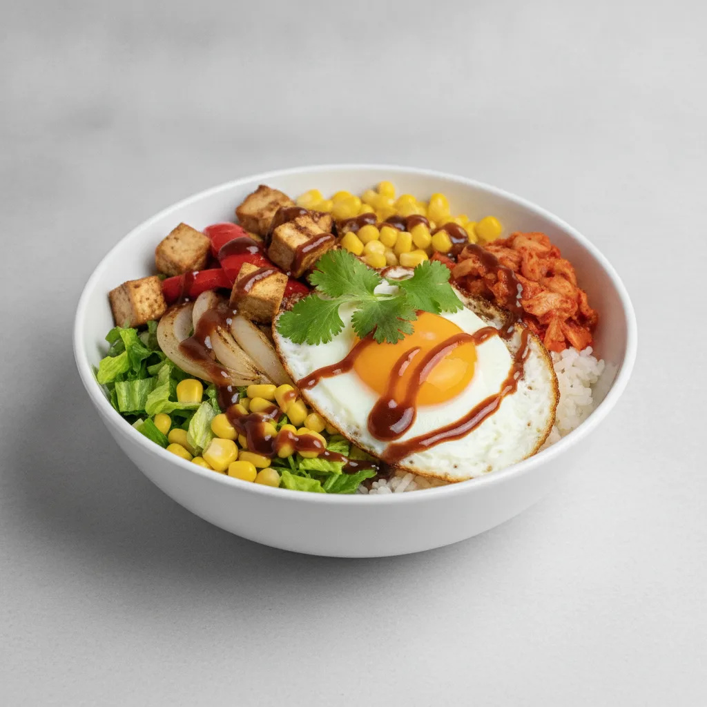 Tofu Fiesta Bibimbap Bowl with Sweet Soy Tofu Fiesta Bibimbap Bowl with Sweet Soy