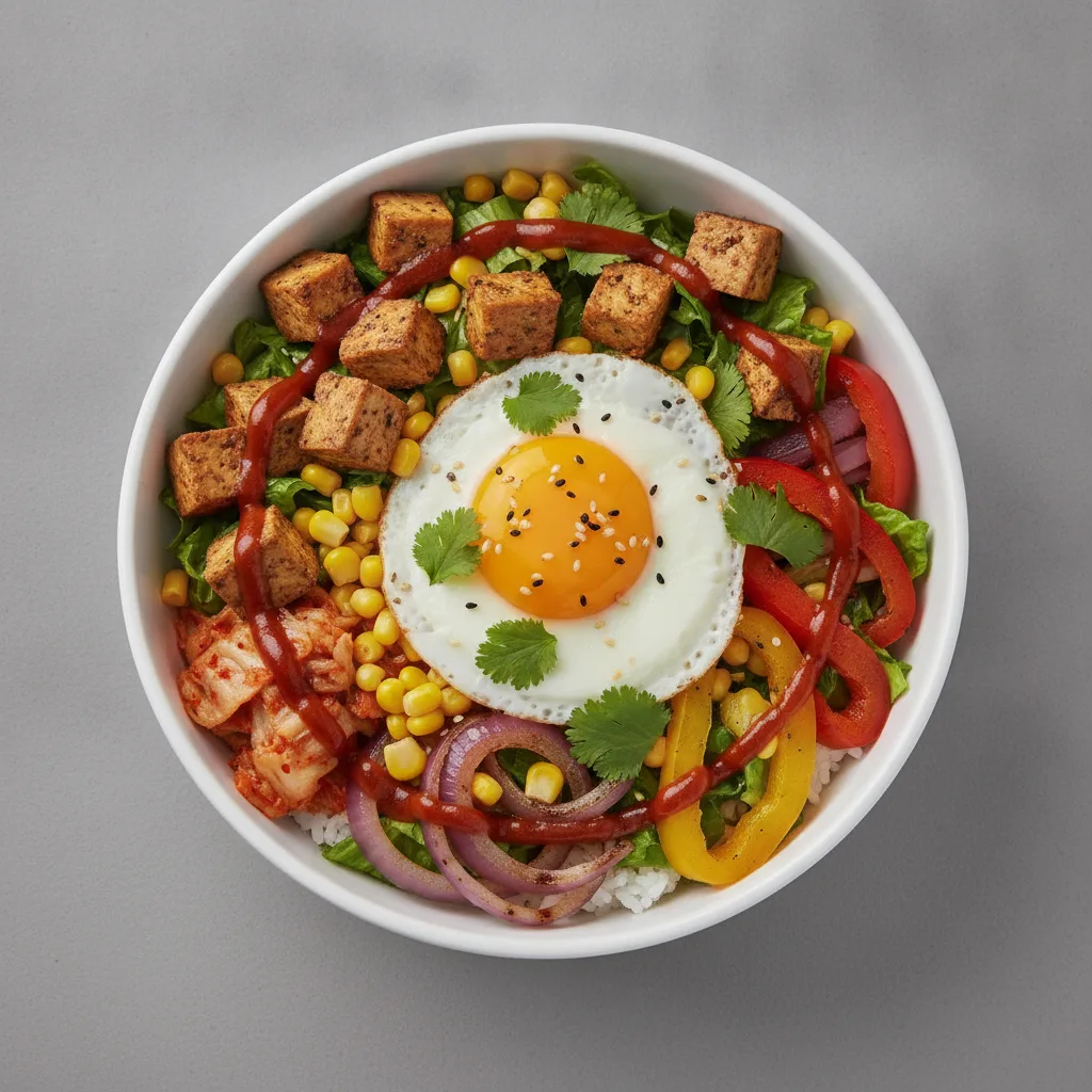 Tofu Fiesta Bibimbap Bowl with Gochujang Tofu Fiesta Bibimbap Bowl with Gochujang