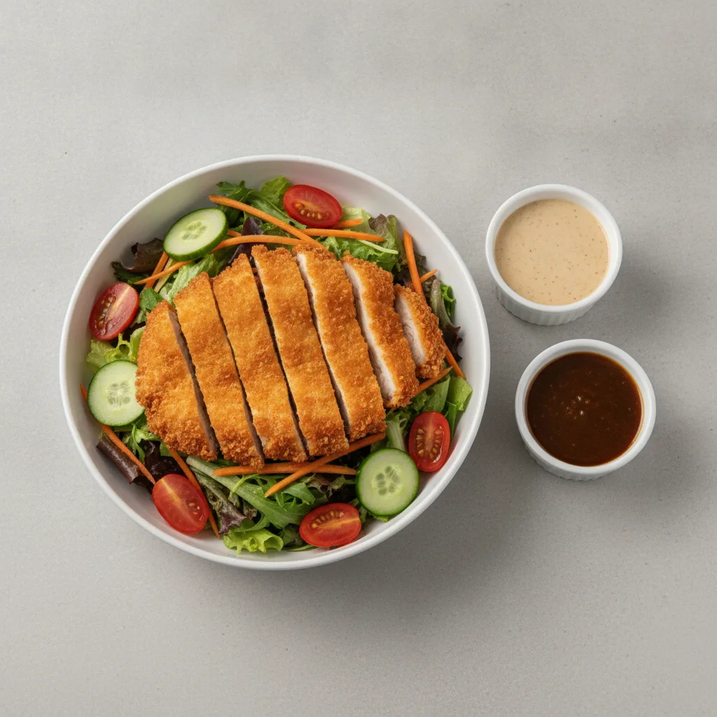 Chicken Katsu over Salad with Sesame Miso
