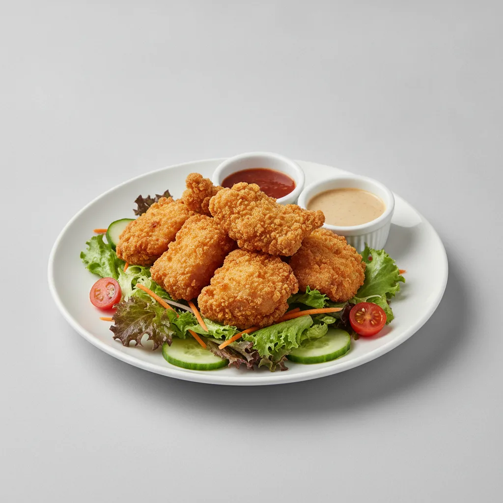 Chicken Karaage over Salad with Sesame Miso