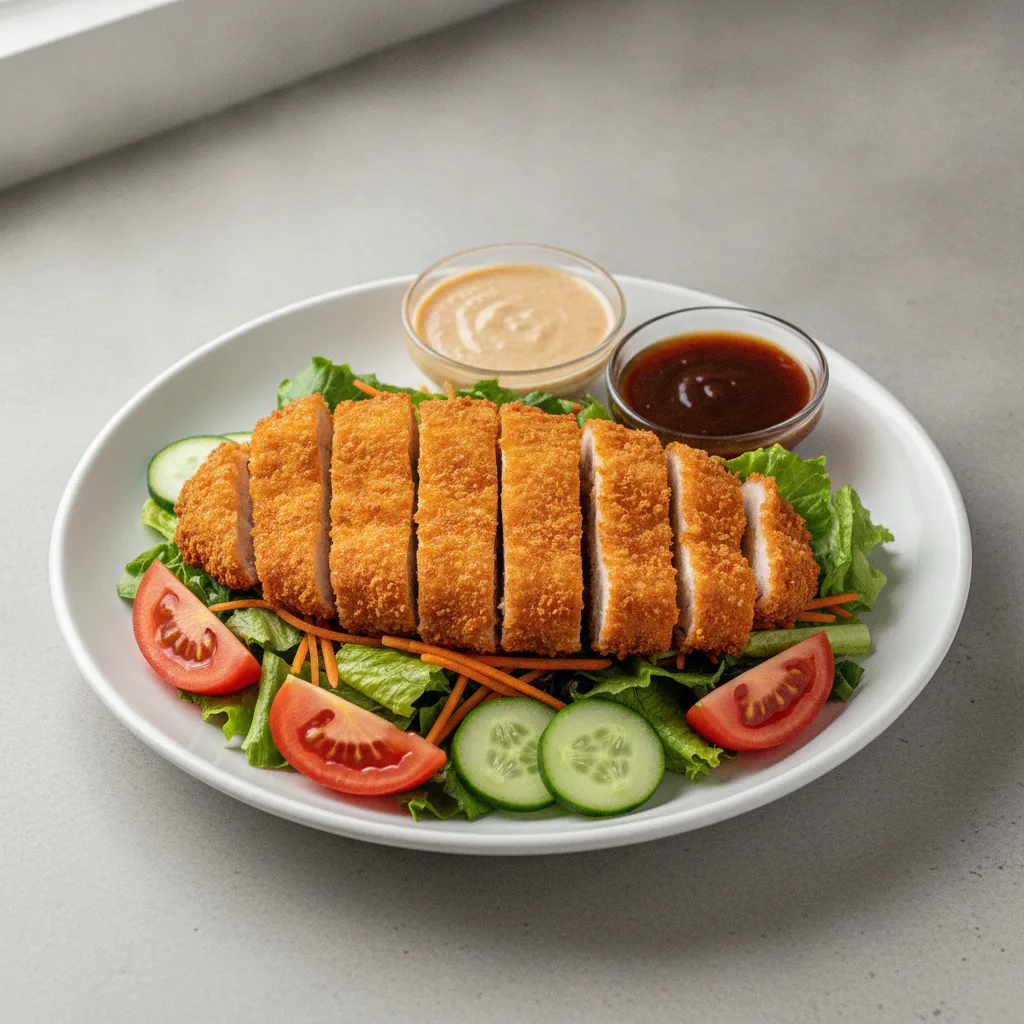 Chicken Katsu over Salad with Sesame Ginger