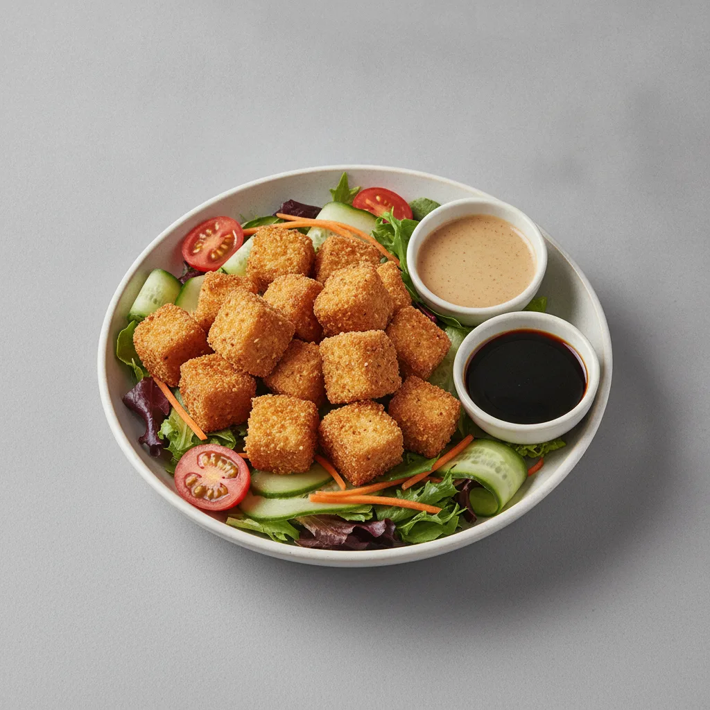 Golden Tofu over Salad with Sesame Ginger