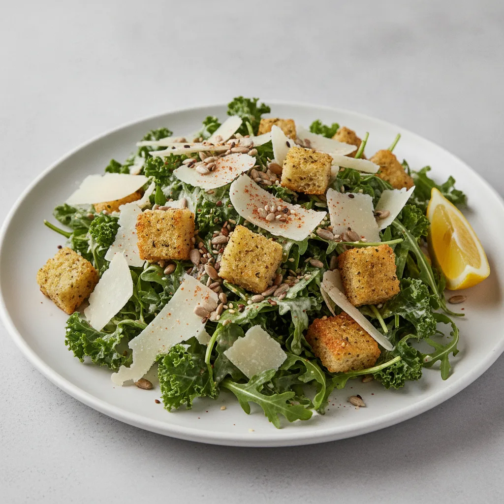Crunchy Kale Caesar Salad Crunchy Kale Caesar Salad