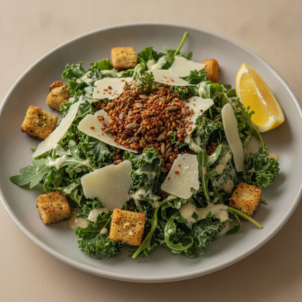 Crunchy Kale Caesar Salad Crunchy Kale Caesar Salad